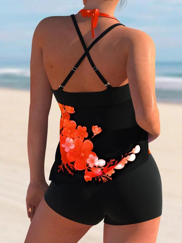 Printed Tankini 2025 Two Piece Swimsuit Women Sexy Strape Swimwear Female Sports Bathing Swimming Suit Summer Shorts Beachwear