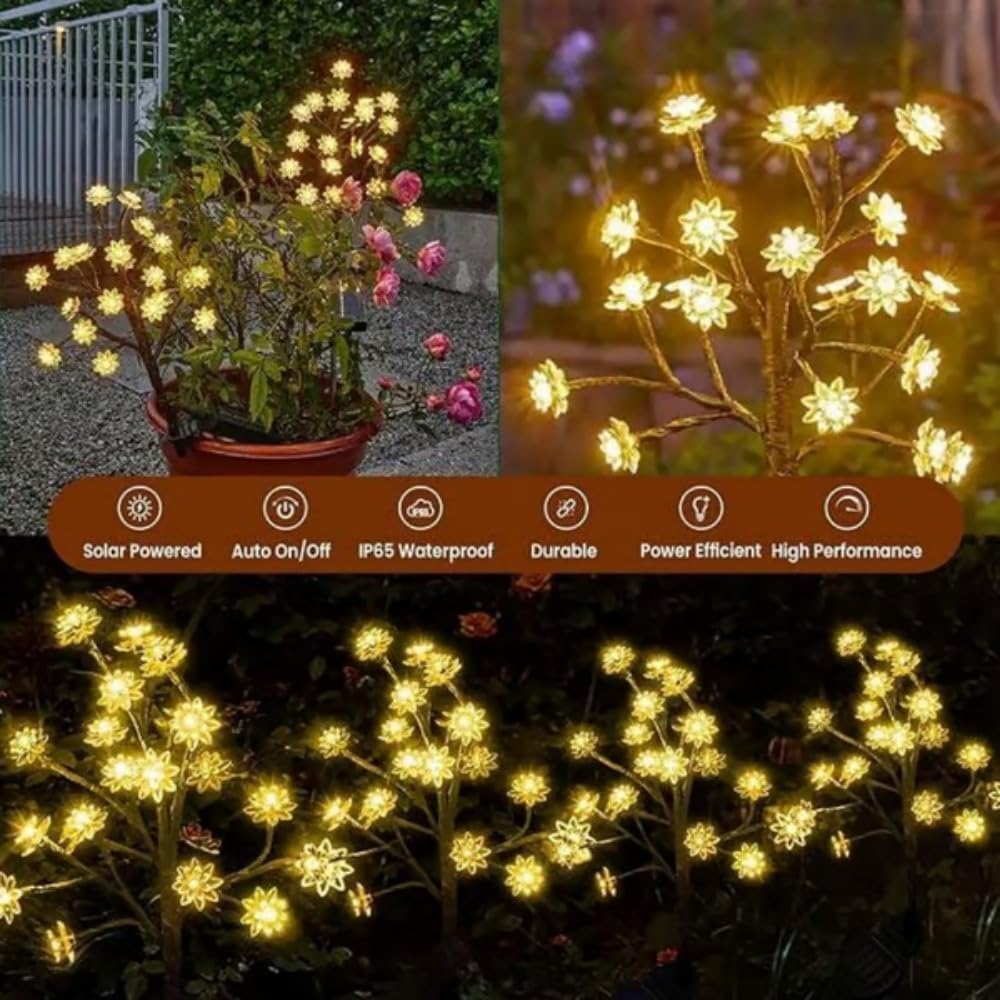 Romancte Outdoor Waterproof Cherry Blossom Multicolor Solar Garden Lights,Solar Cherry Blossom Lights Outdoor, for Outside Yard, Lawn, Patio, Pathway
