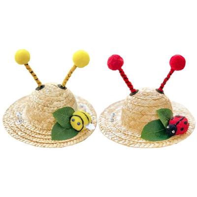 Cappello di Paglia Intrecciato alla Moda per Animali Domestici Gatti Feste in Spiaggia Cappello di Paglia Cani Cappello Costume per Cani Piccoli Cuccioli Gatti Accessori