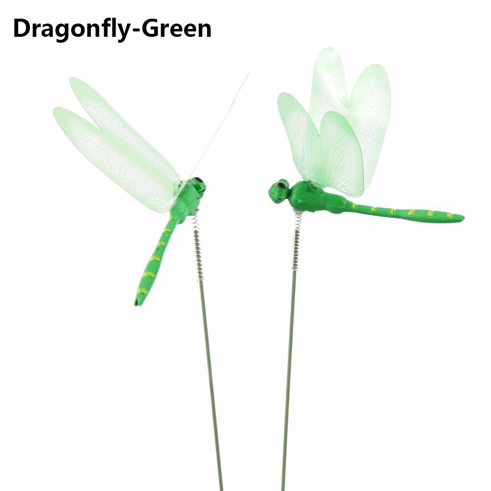 5/10PCS 3D Garden Decor Lawn Ornament With Stem Artificial Dragonfly Thin Stick Simulation Butterfly