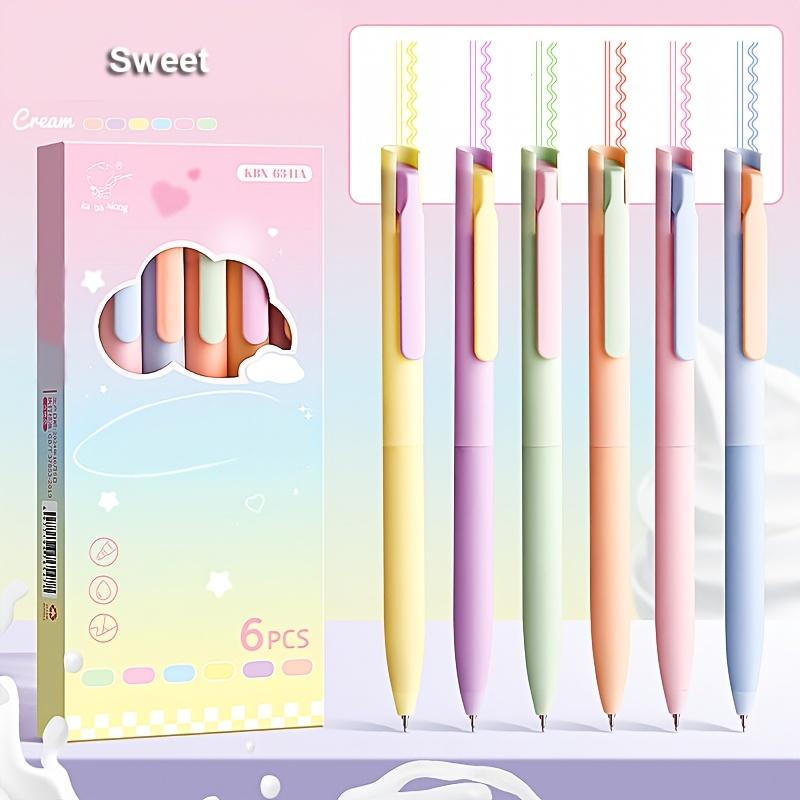 

6pcs Vintage Dopamine Colored Gel Pens Set, 0.5mm Fine Point, Quick-Drying, Plastic Material, for Journaling, Drawing