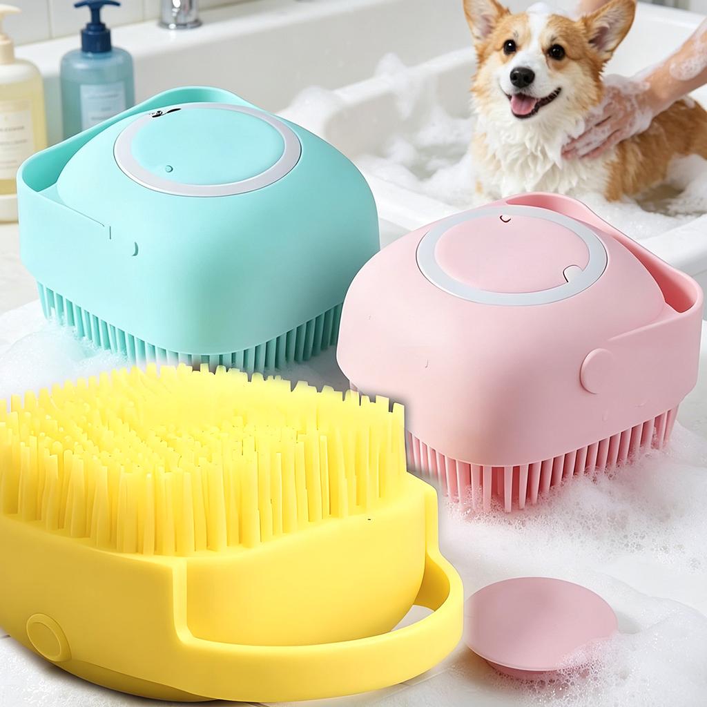 Haustier-Badebürste Weiche Silikon-Massagebürste Duschgel Badebürste Reinigungsbürsten Kamm Hund Katze Reinigung Pflegezubehör