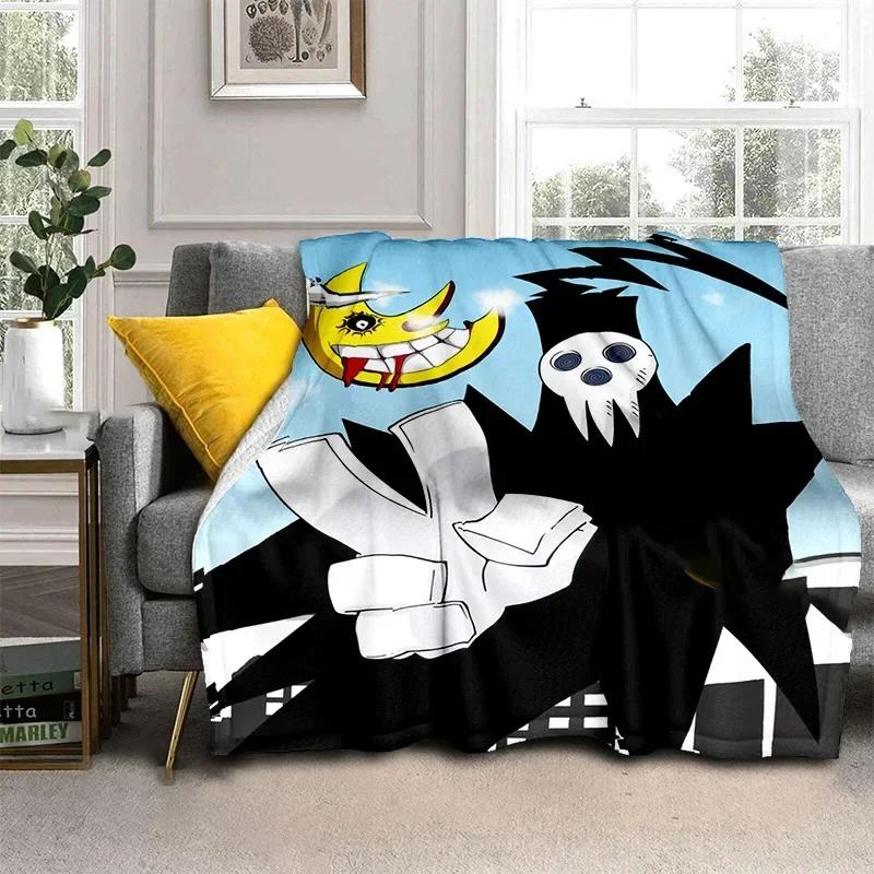 Anime Soul Eater Throw Blanket Soft Cozy Flannel Blanket for Sofa Bed Office Travel Camping Home Decor Gift