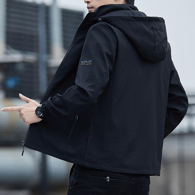 Men's 2026 Spring Workwear Jacket - Korean Style, Thin, Loose, Casual, Versatile, Hooded, Trendy Brand Top