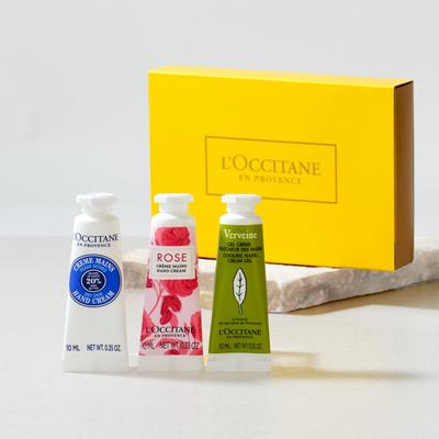 Mini Hand Cream Trio Rose Perfect As a Small Gift for or Any Other L'OCCITANE (Shea & Verbena) 3-Piece Set, Birthdays, Farewells, Father's Day,