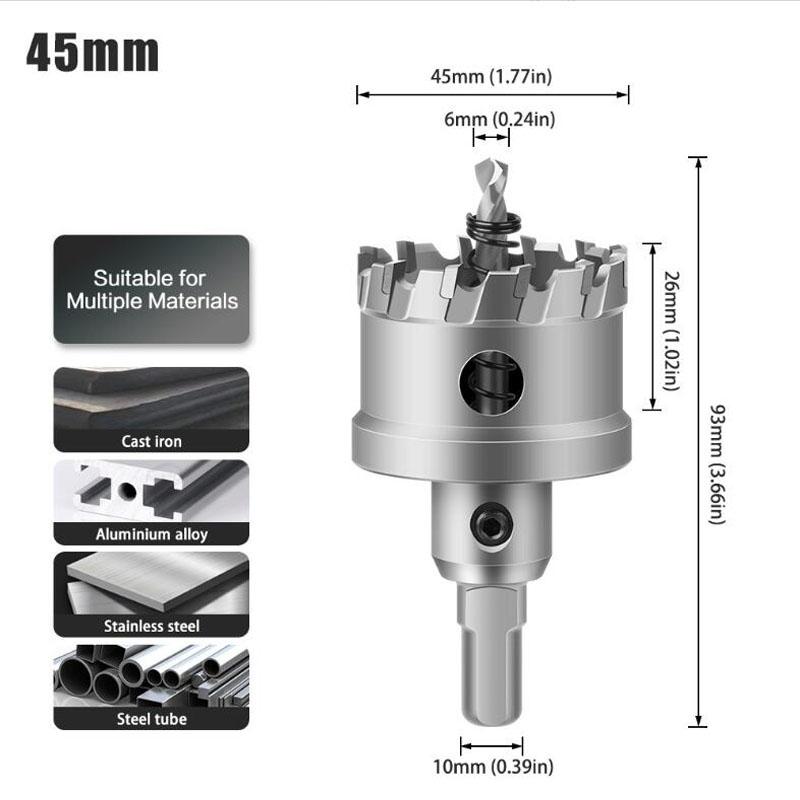 Burghiu cu vârf TCT din carbură, burghiu cu ferăstrău, burghiu cu ferăstrău pentru găurire cu aliaj metalic din oțel inoxidabil