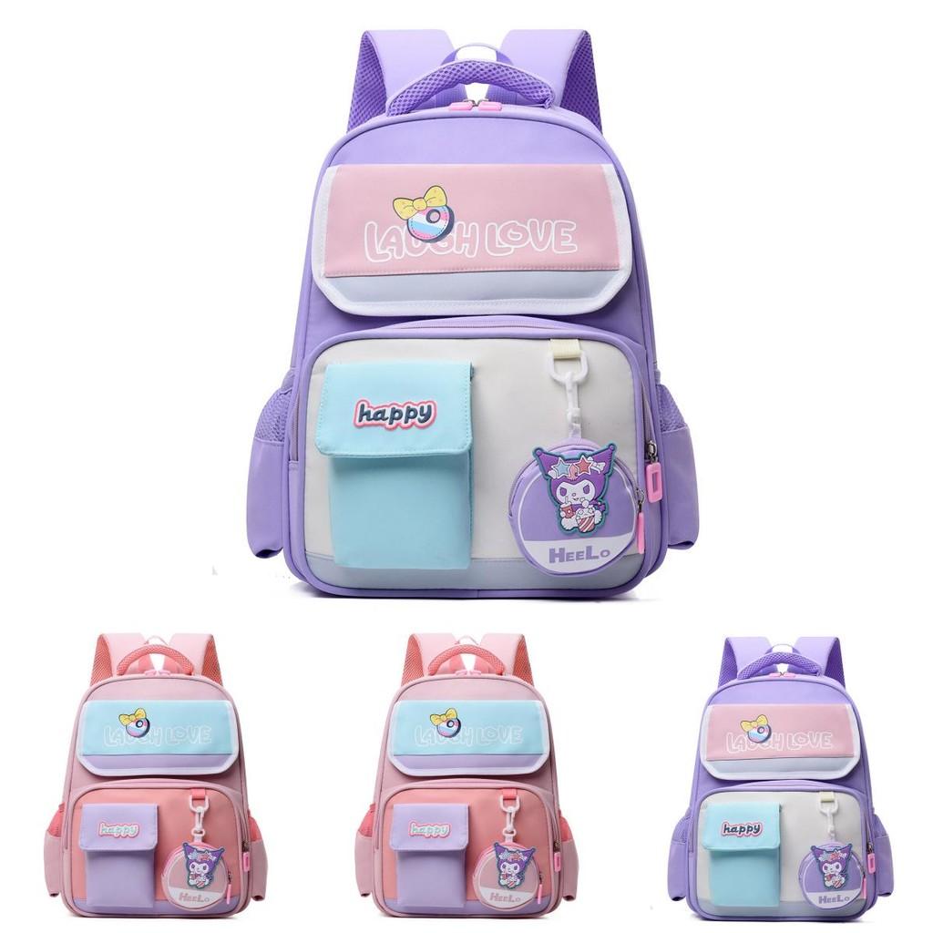 Large Capacity Cute Cartoon School Backpack For Kids In Light Pink And Dark Pink Color Collection