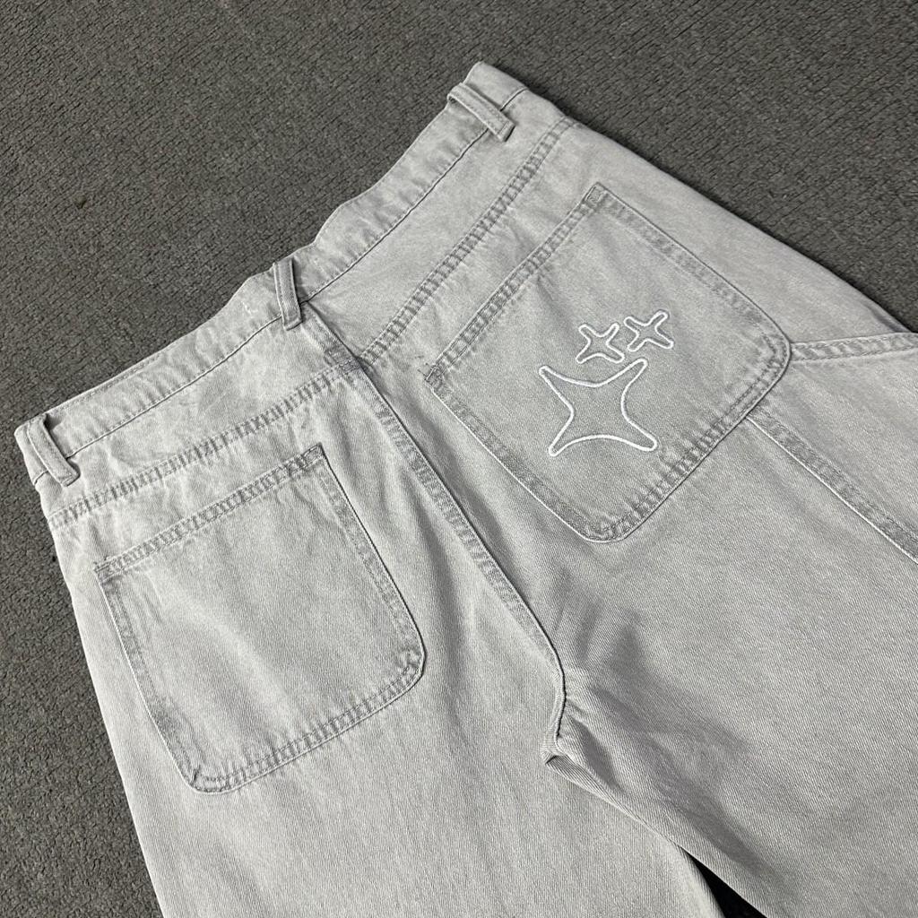 Neue trendige Unisex-Denimjacke mit gesticktem Broken Planet