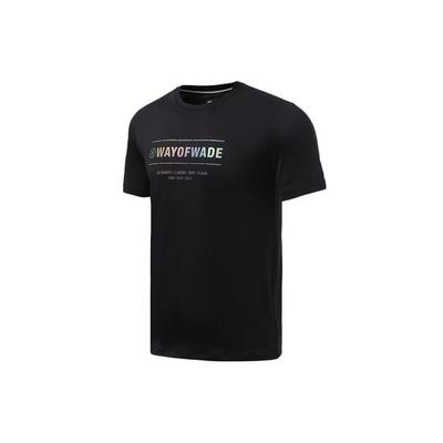Li Ning Wade Series Reflective Letter Quick-Dry Sports Crew Neck Short Sleeve T-Shirt Men Tops Black ATSR287-1