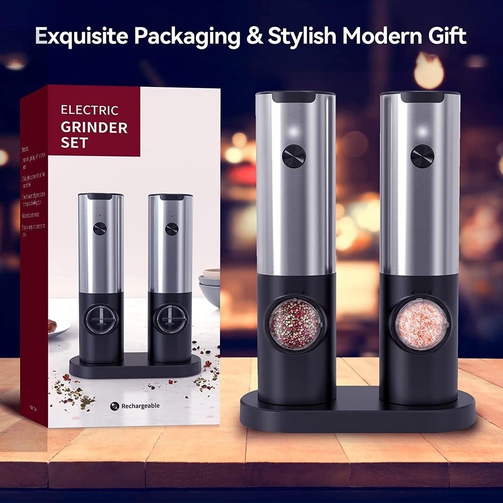 USB Rechargeable Electric Salt And Pepper Grinder Adjustable Coarseness Mill Portable Household Kitchen Gadget
