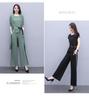 2023 Women's Fashion Three-Piece Set: Wide-Leg Pants, Temperament Coat & Casual Crop Top