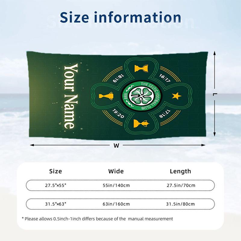 Beach Towel Celtic FC Print Custom Name Text Soft Towel for Swimming Pool