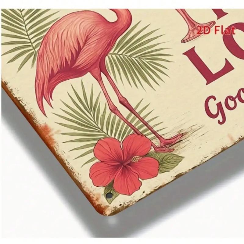 Vintage Flamingo Metal Sign Tropical Tiki Bar Decor Man Cave Retro Wall Art