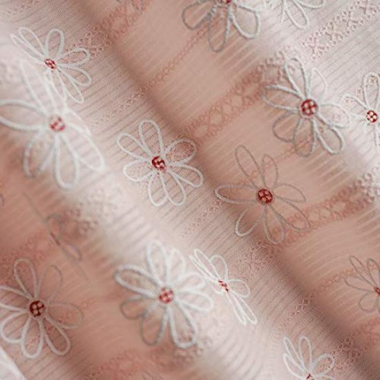 IRIZ Daisy Embroidered Jacquard Cotton Fabric, Precut 140 Cm Width × 95 Cm Length, Pink