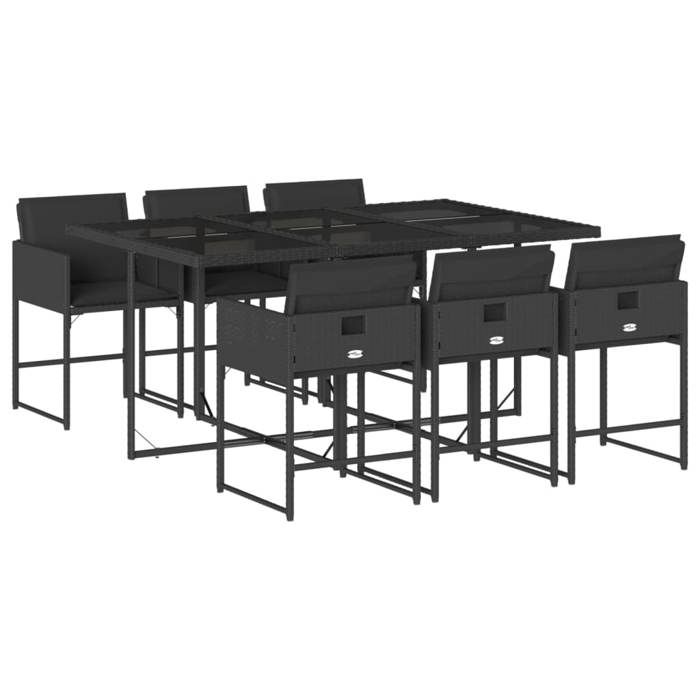 VidaXL Ensemble à Manger de Jardin avec Coussins 7 pcs, Table et Chaises à Dossier Rabattable, Meubles d'Extérieur Patio 3211267