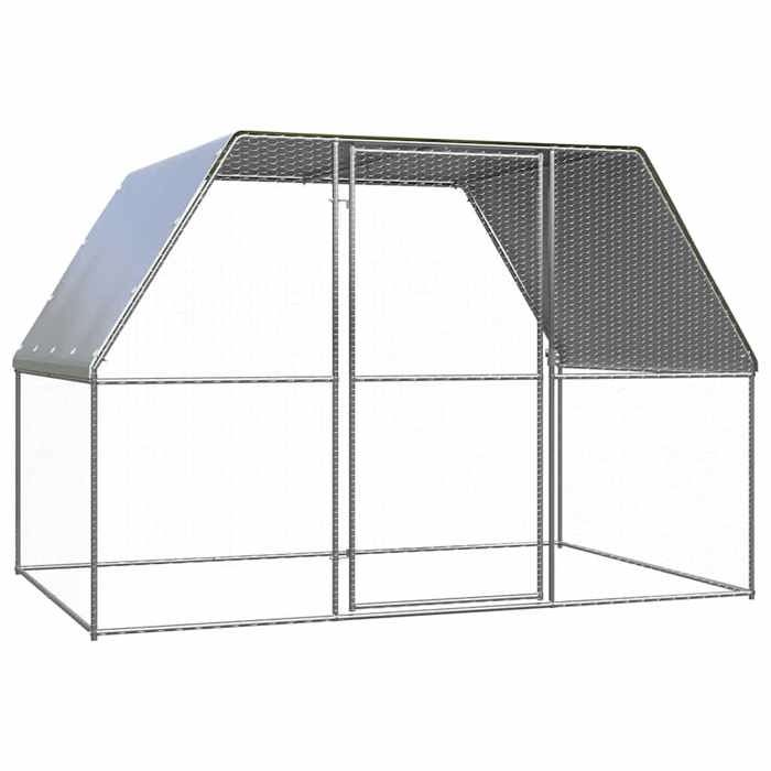 VidaXL Poulaillerr, Cage à Poulet avec Porte Verrouillable, Enclos pour Poules avec Toit Extérieur, Argenté et Gris 3x2x2 m 155889