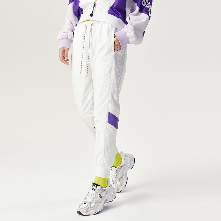 Fila Fusion Retro Sports Letter Print Color Block Loose Woven Sports Pants Women Pants White T11W141803FWT