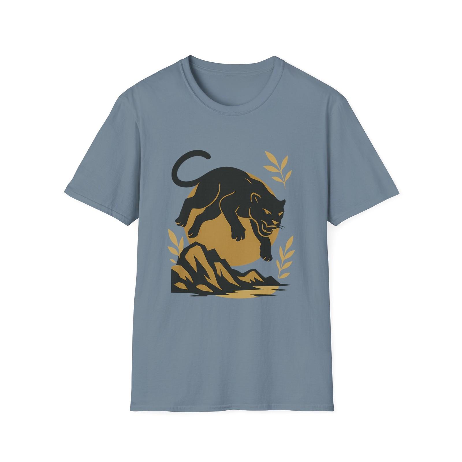 Unisex Softstyle T-Shirt Mens Womens Tees Top Wild Cougar Jumping Silhouette Nature Power Tee L