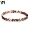 Womens Red Copper Bracelet With Neodymium Magnet Vintage Style Round Geometric Design