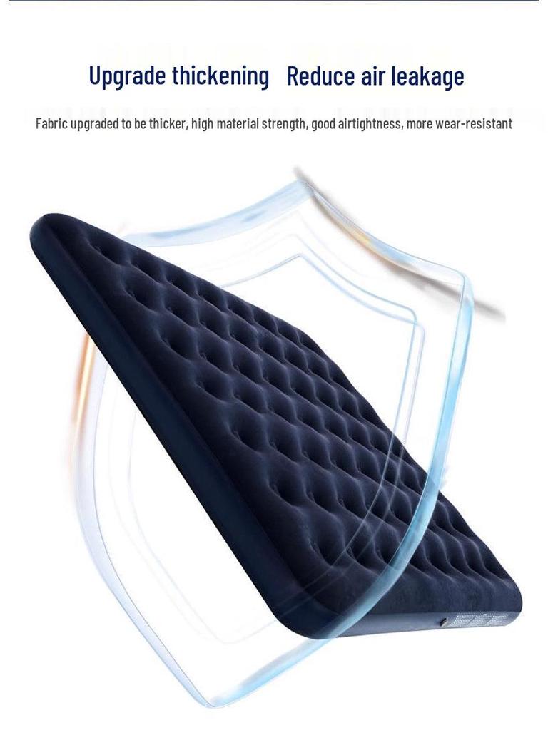 Portable Thickened Inflatable Mattress for Outdoor and Household Use, Single or Double, with Flocking Design
