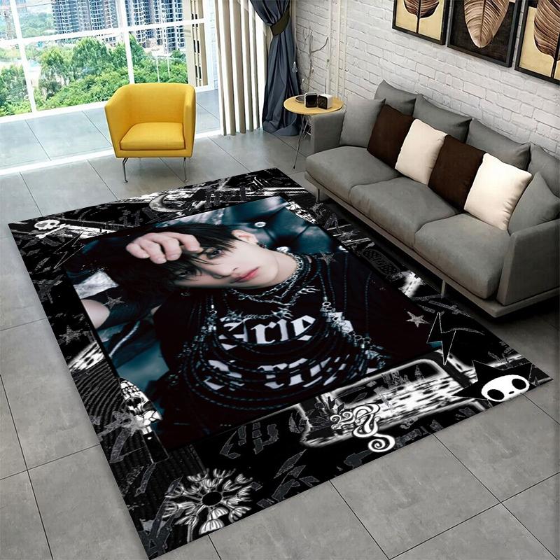 Fashion Kpop Bang Chan Stray Kids Non-Slip Area Rug for Living Room,Bedroom,Playroom,Soft Carpet Floor Mat Home Decor Rug Gift