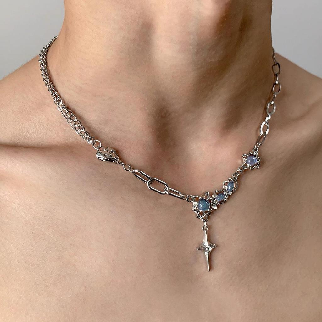 Starburst Double Layer Men's Necklace: Trendy, Light Luxury Hip Hop Style, Unisex Clavicle Chain