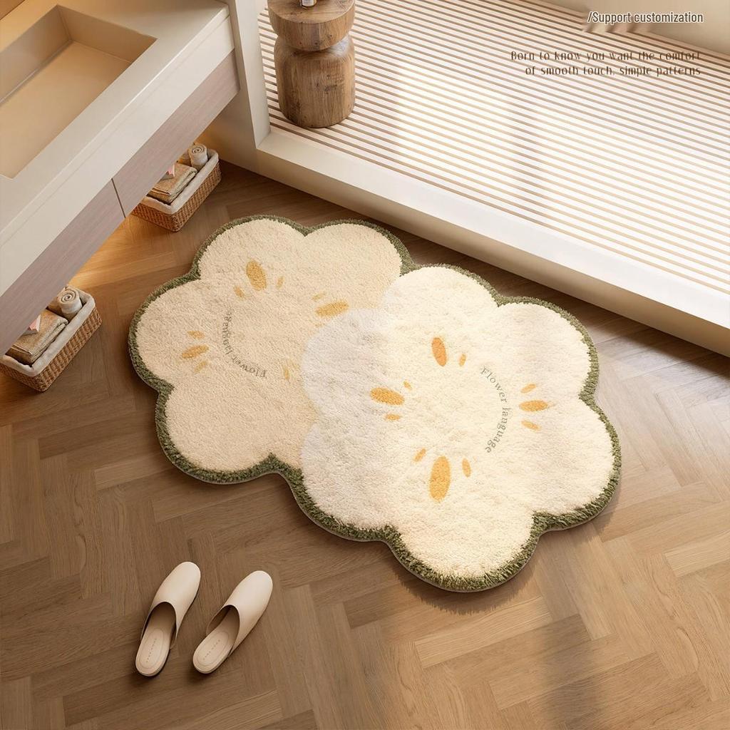 Irregular Cloud Faux Cashmere Water-Absorbing Doormat - Cute Cartoon Design for Bathroom & Kitchen.