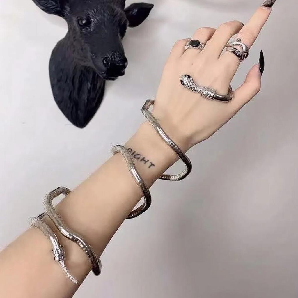Punk Bendy Snake Náhrdelník Wrap Skládací náramek pro ženy Mužské robustní šperky