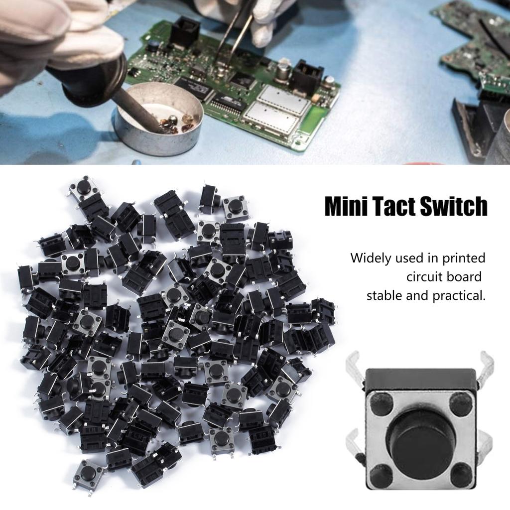 Industrial Grade 6x6mm Tactile Pushbutton Switches 4 Pin Momentary Push Button Switches Assortment for DIY Projects
