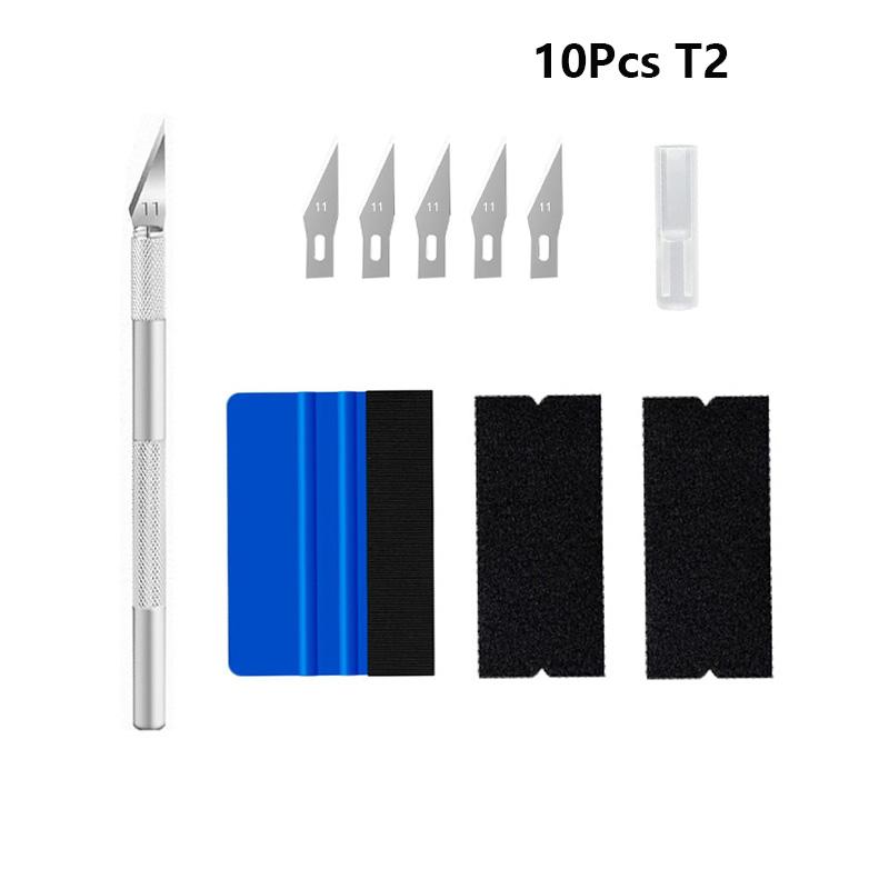 10pcs/set Car Wrapping Tools Kit Vinyl Scraper Cutter Film Squeegee Vinyl Spatulas Plastic Wrap Tools Window Tinting Tools 10Pcs T2