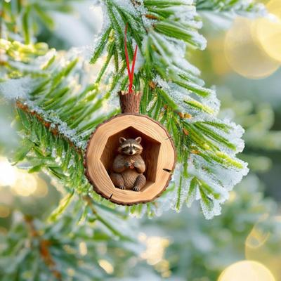 6 Peças Enfeite de Natal Animal da Floresta Esquilo Macaco Koala Design Acrílico Enfeite Pendurado Árvore de Natal Decoração para Casa