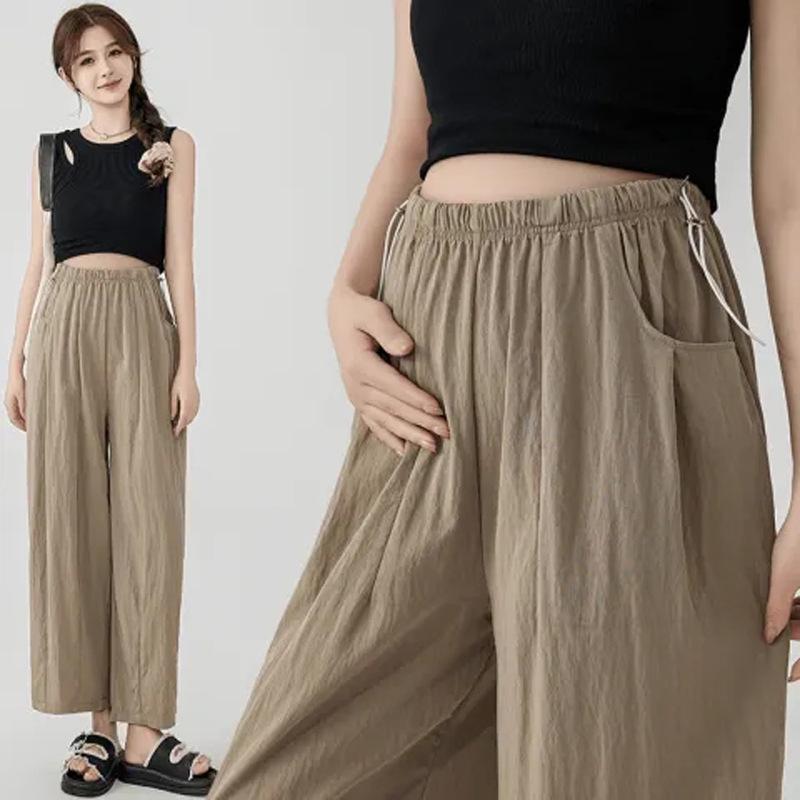 

Летние повседневные брюки для беременных в корейском стиле, свободного кроя, длиной до щиколотки M (recommended for 85-105 jin) хаки