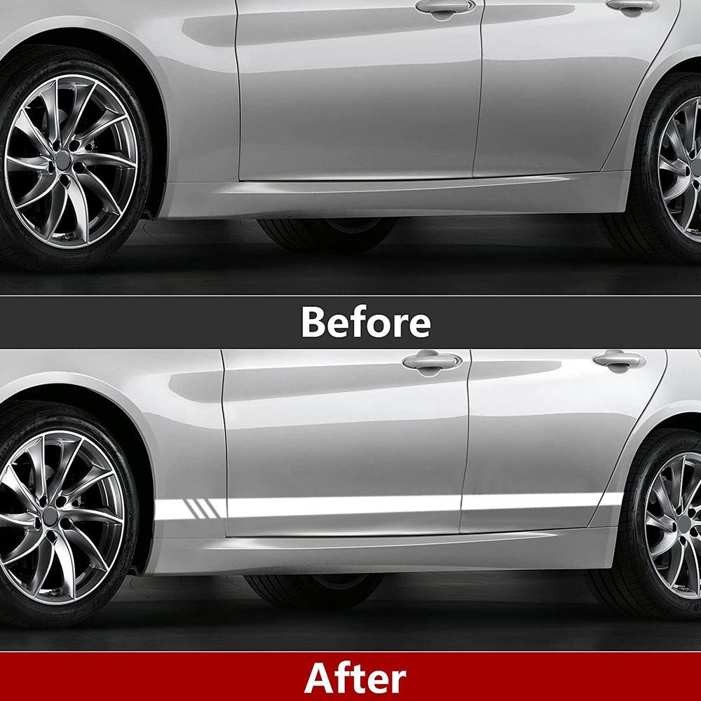 2Pcs Car Stripe Style Side Car Both Body Stickers Decal Car Wrap Vinyl Film Automobiles Products Universal Stickers Accessories