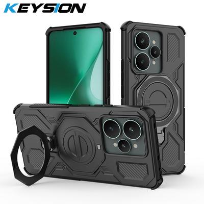 KEYSION Shockproof Magnetic Case for Realme 15 Pro 5G TPU+PC Upright Live Metal Ring Stand Phone Back Cover for OPPO Realme15 5G
