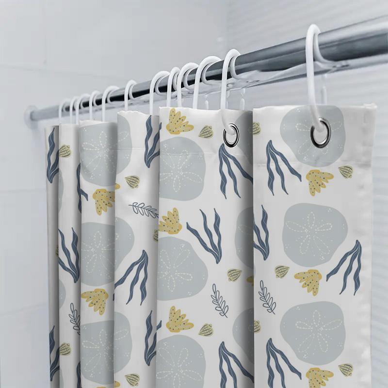 Ocean Oasis: Coastal Sand Dollar and Coral Shower Curtain for a Fresh and Nature-Inspired Bathroom Décor