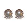 Gold-Plated Silver Diamond Pearl Stud Earrings - French Retro Light Luxury Ear Jewelry