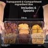 with Lid Ice Powder Box 6-Compartment Fruit Salad Box Seasoning Storage Box  for Spices Powders