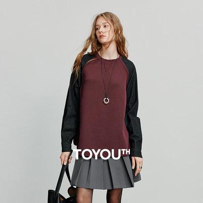 Chuyu Women's Spliced Denim-Look Sweatshirt
