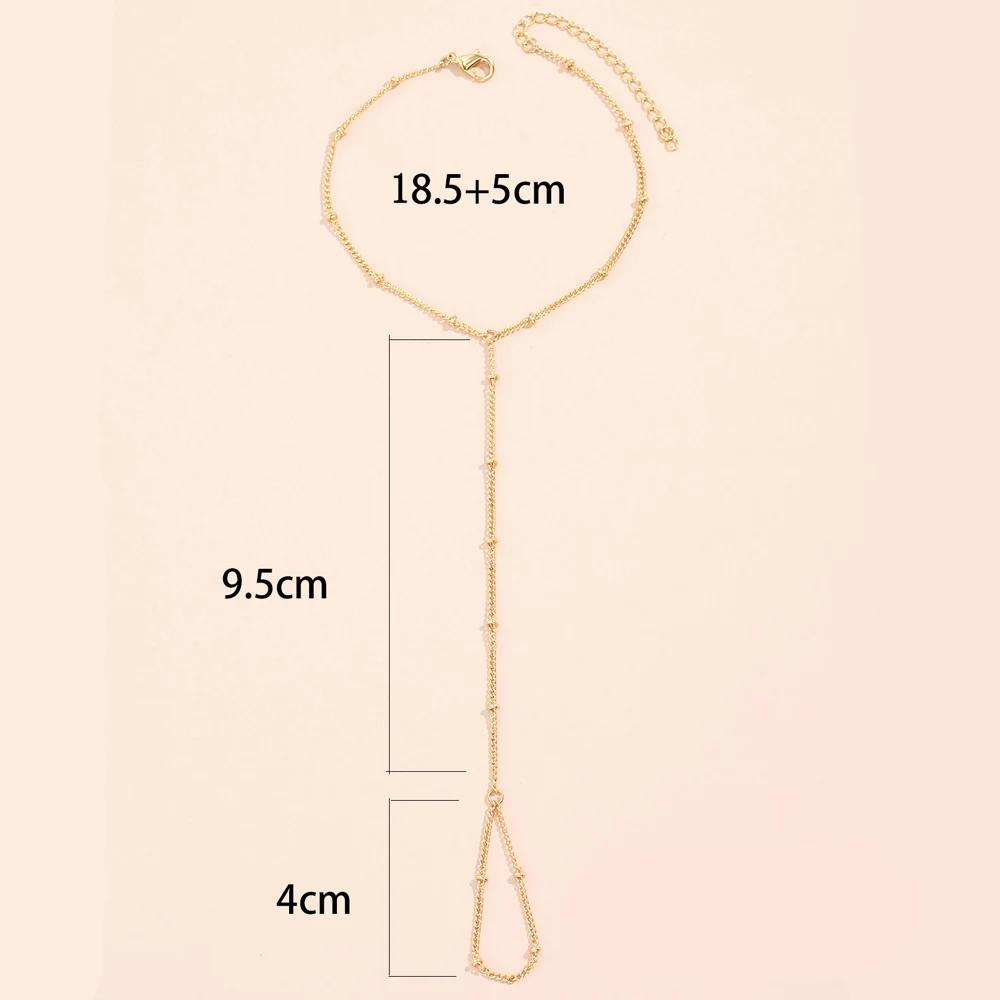 Dainty Hand Chain Bracelet Ring Gold Plated Handmade Link Chains Connecting Harness Bracelets Hand Jewelry for Women Trendy Gift