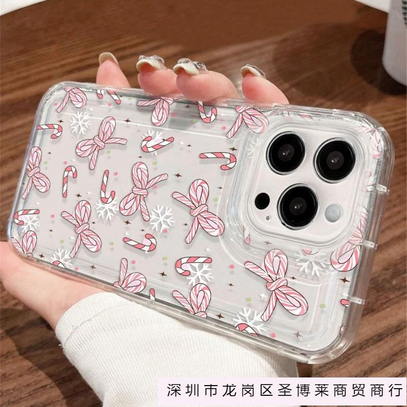 Snow pollen bow is suitable for iPhone16Pro mobile phone case 15 Apple 14Pro Europe and America 13 transparent 12 airbag