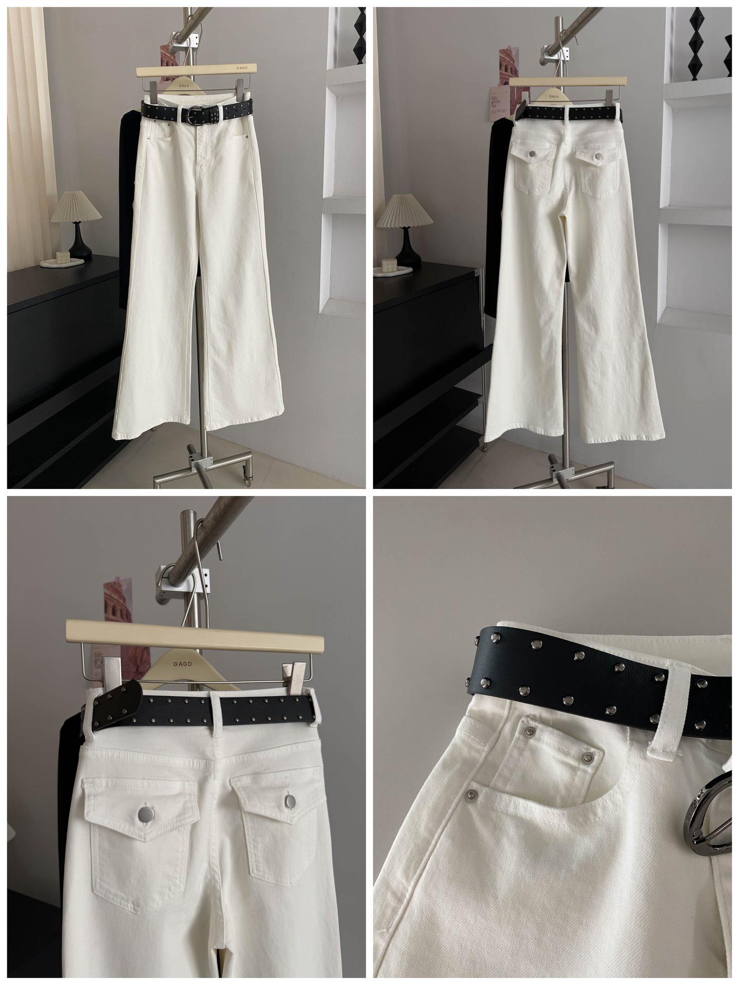 GAGD True Love Women s Mid-Rise White Micro-Flare Jeans with Belt - Slimming Early Spring Fit, Size 26 Small белый