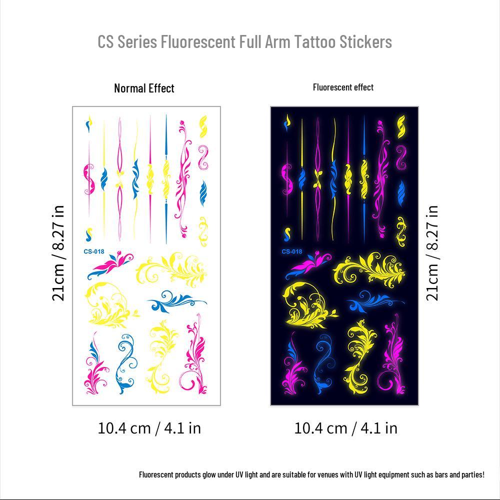 Creative Fluorescent Waterproof Full Arm and Face Tattoo Sticker