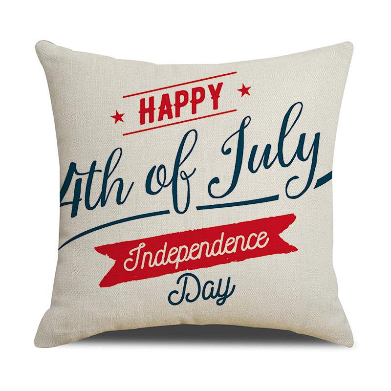 American Independence Day Linen Series Multiple Pillow Covers Simple Festive Printed Cushion Cover Sofa Pillow Cover Home Quality