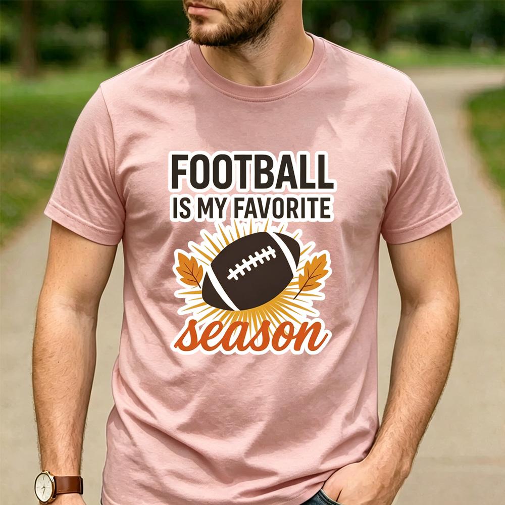 Football Lover Graphic T Shirt Football Is My Favorite Season Maple Leaf Sunburst Print Unisex Cotton Fall Sports Casual Tee
