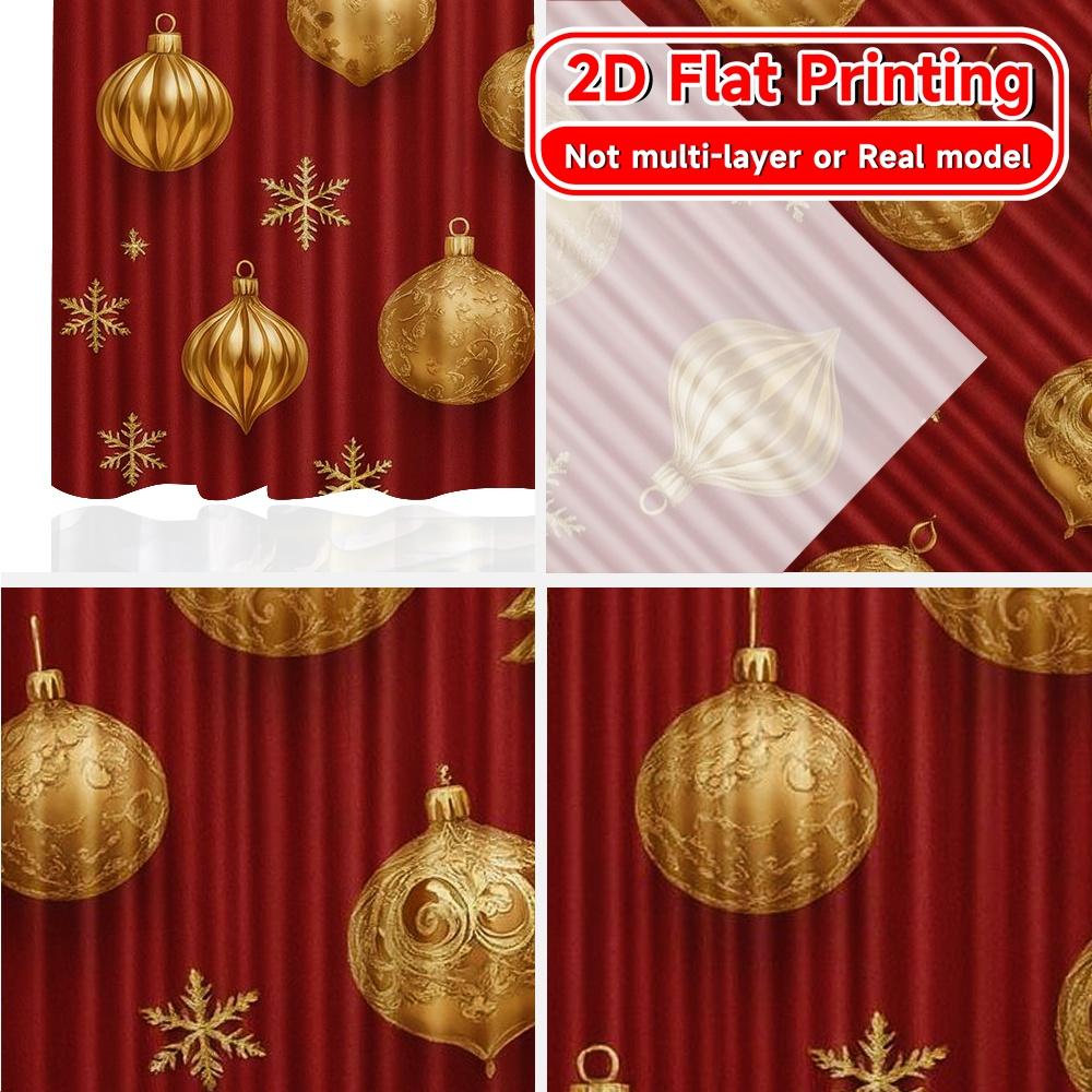 Flat Printing Festive Elegance Popular Fashionable Curtains Fabric Home Decor Living Room Set Of 2 Made Polyester