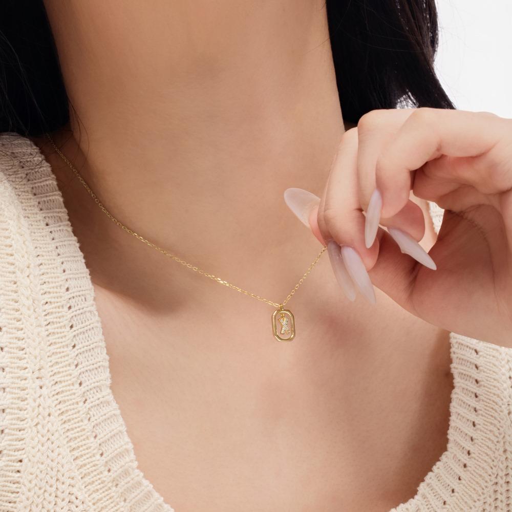 925 Silver Alphabet Pendant Necklace with Zircon Detailing - Women's Elegant & Unique Design