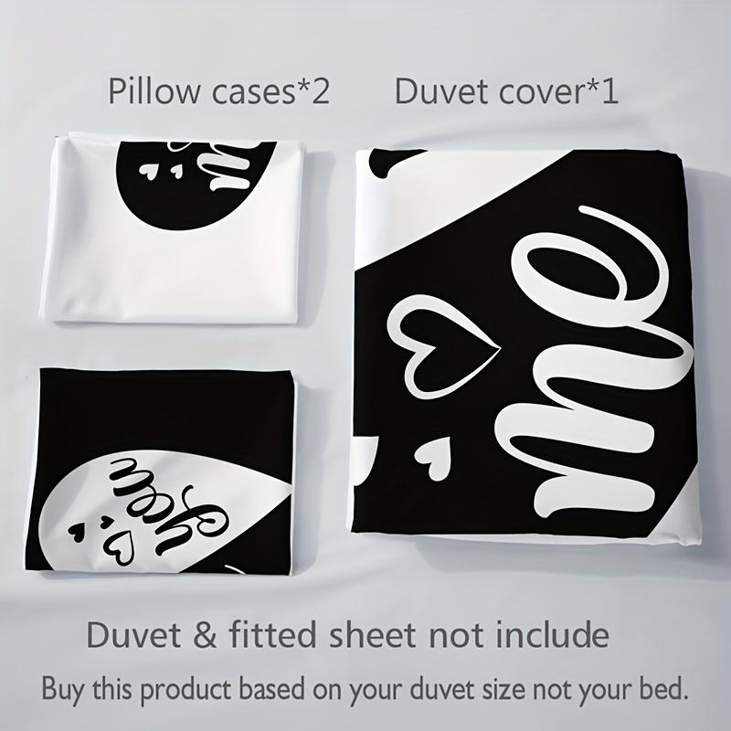 3pcs with Soft Fabric Duvet Cover Set Black And Red Heart Patern Beding Set Soft Duvet Cover For Bedrom Guest Rom 1*Duvet Cover+2*Pilowcase