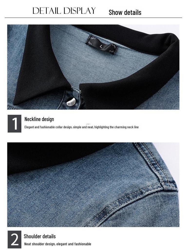 New Spring/Autumn Women's Plus-Size Denim Jacket with Three-Quarter Sleeves - Slim Fit, Light Luxury Fashion for Curvy Figures