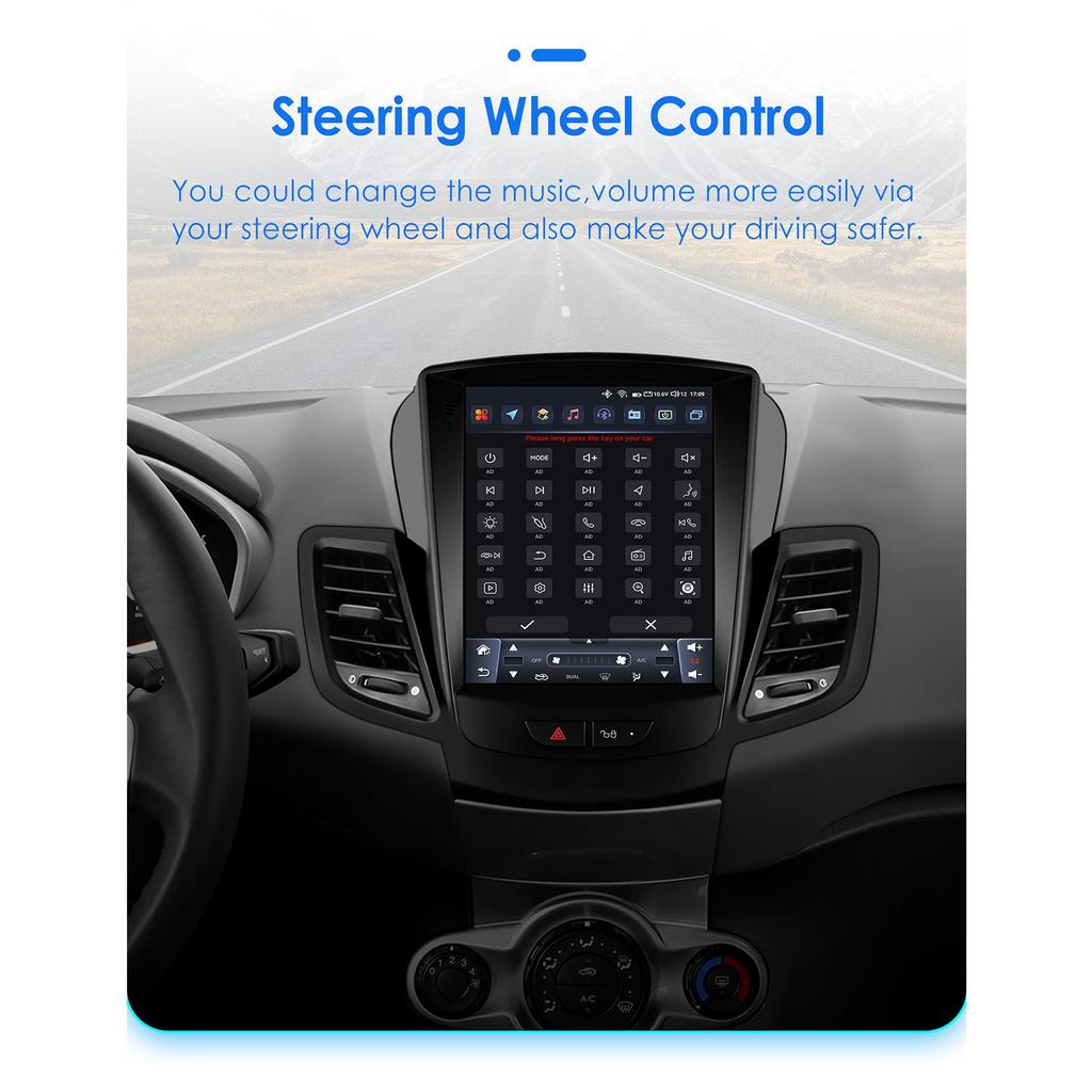 9.7'' QLED Screen 2din Android Car Radio Multimedia Video Player for Ford Fiesta 2009 - 2017 GPS Navi Carplay Auto 4G LTE RDS AI Intelligent Screen