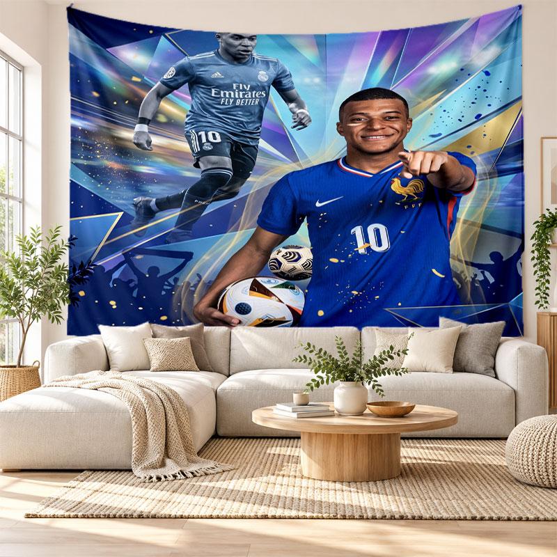 Kylian Mbappe Wall Tapestry, Soft Fabric Wall Hanging, Decorative Backdrop For Bedroom Home Wall Art